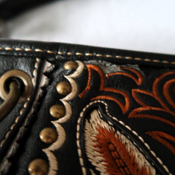 Montana West R Heavy Duty Hand Shoulder Bag Purse Bird Feather Detail 8 Pockets - Picture 15 of 16